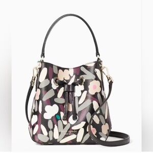 Kate Spade Eva Fete Black and Pink Floral Crossbody Bag